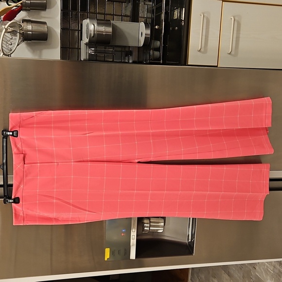 💕TRINA TURK💕 Carillo Pant ~ Windowpane Tropical Suiting Candy Pink 14 NWT - Picture 9 of 16